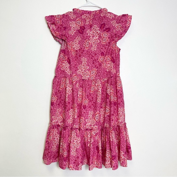 Generation Love Floral Sun Dress Ruffle Pink Oversized V Neck Slip On Size XS - Picture 9 of 15
